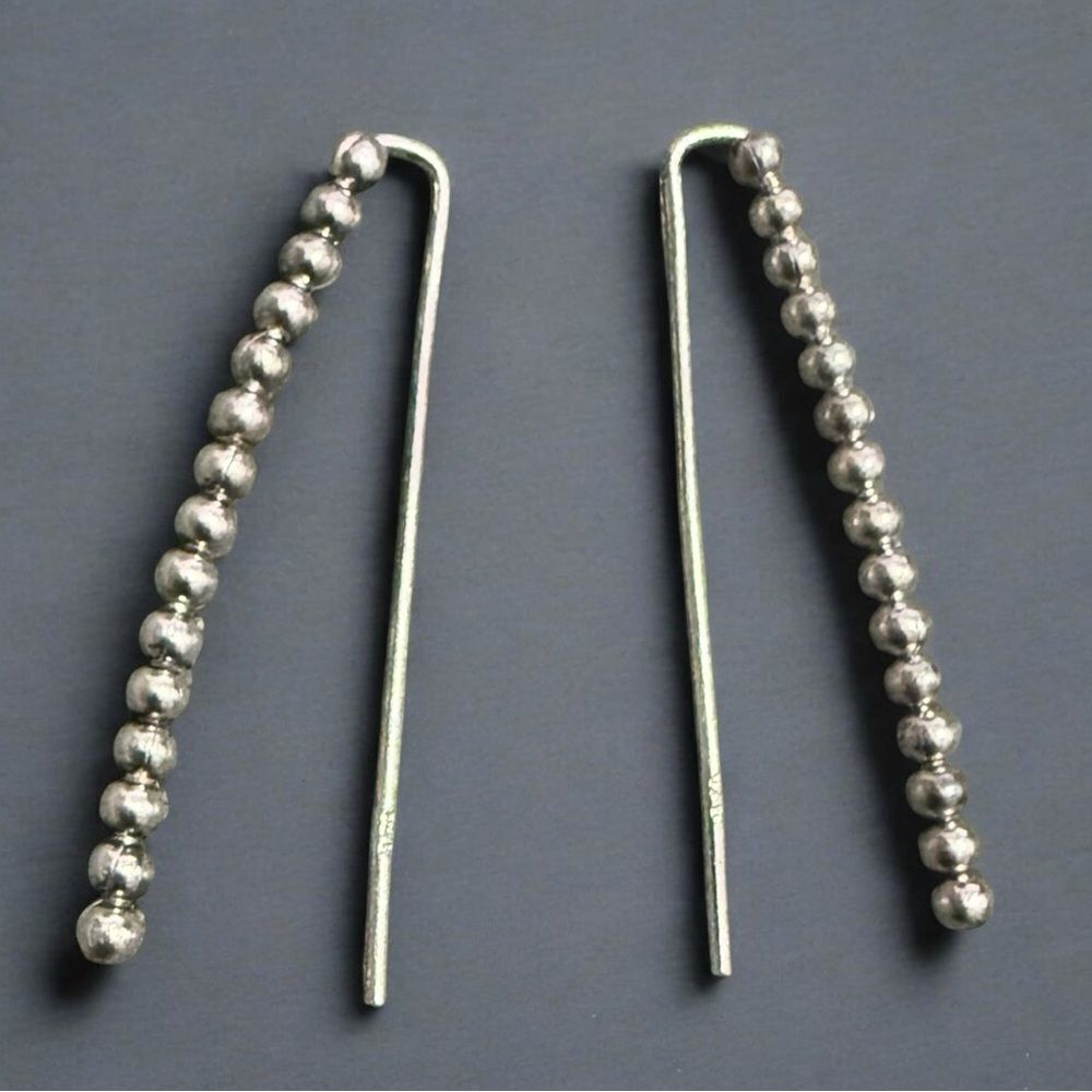 STERLING SILVER BALL DROP EARRINGS – MINIMALIST HOOK STYLE FOR WOMEN